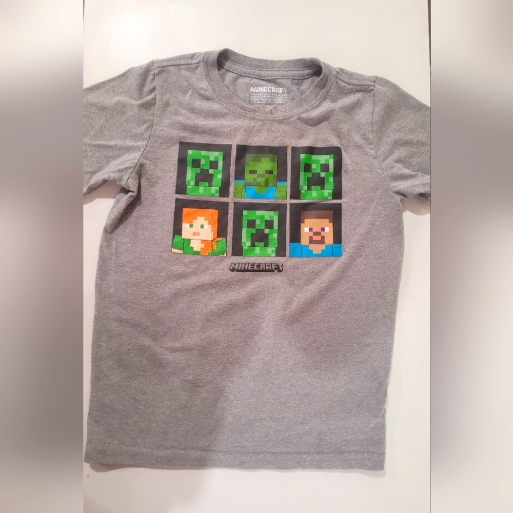 Kids Minecraft Gray T-Shirt Size 7